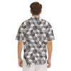 Cube Geometric Shape White Print Pattern Men's Short Sleeve Shirts-grizzshop