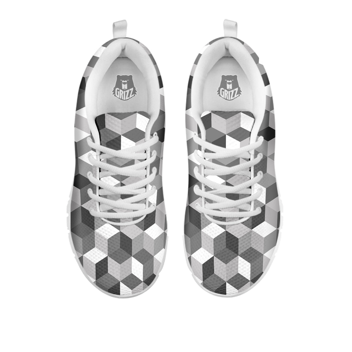 Cube Geometric Shape White Print Pattern White Sneaker-grizzshop