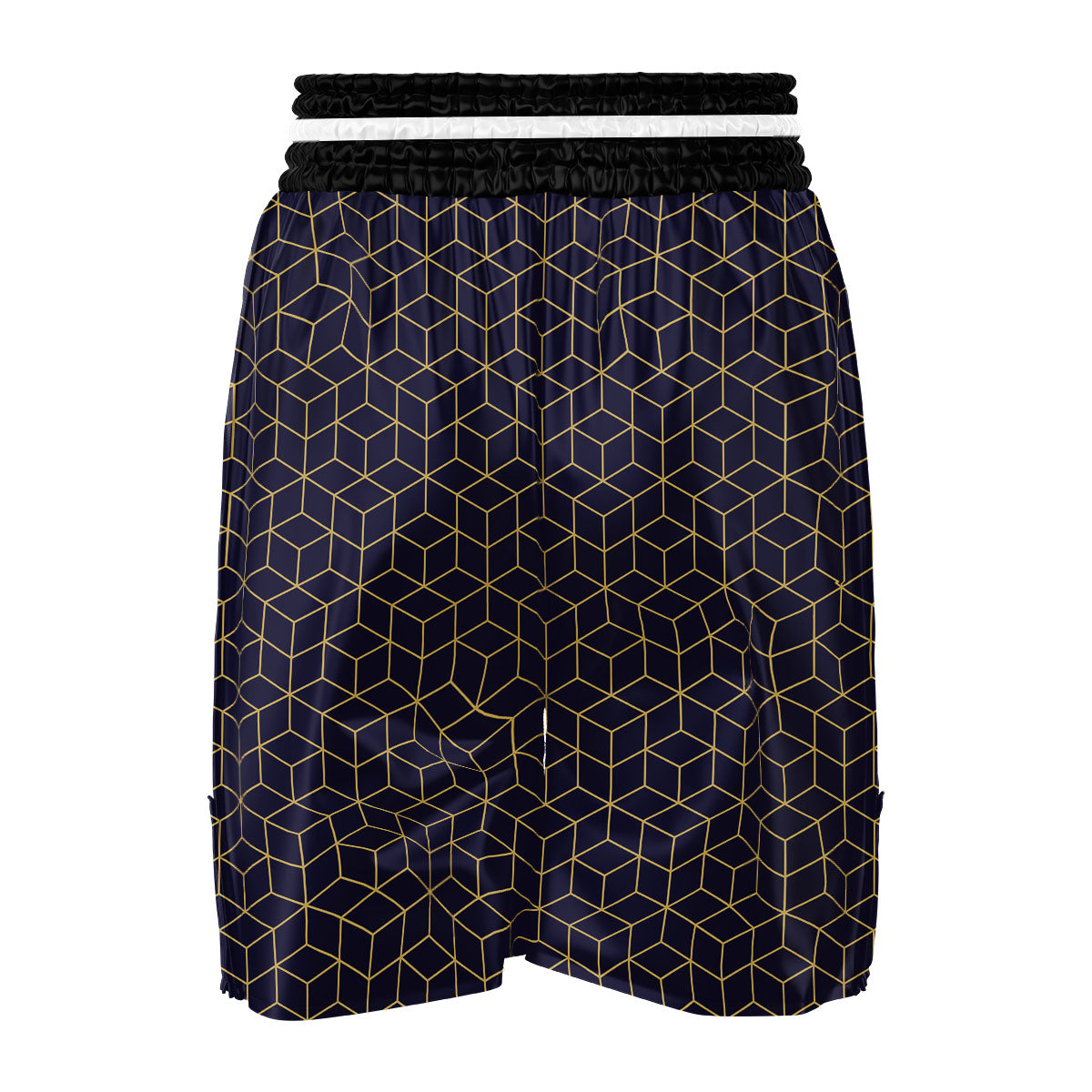 Cube Shape Black Geometric Print Pattern Boxing Shorts-grizzshop
