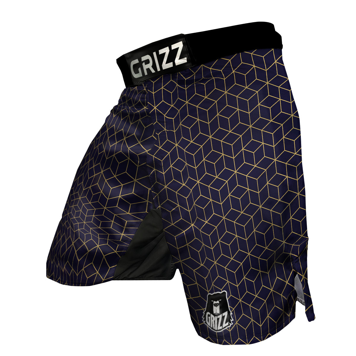 Cube Shape Black Geometric Print Pattern MMA Shorts-grizzshop