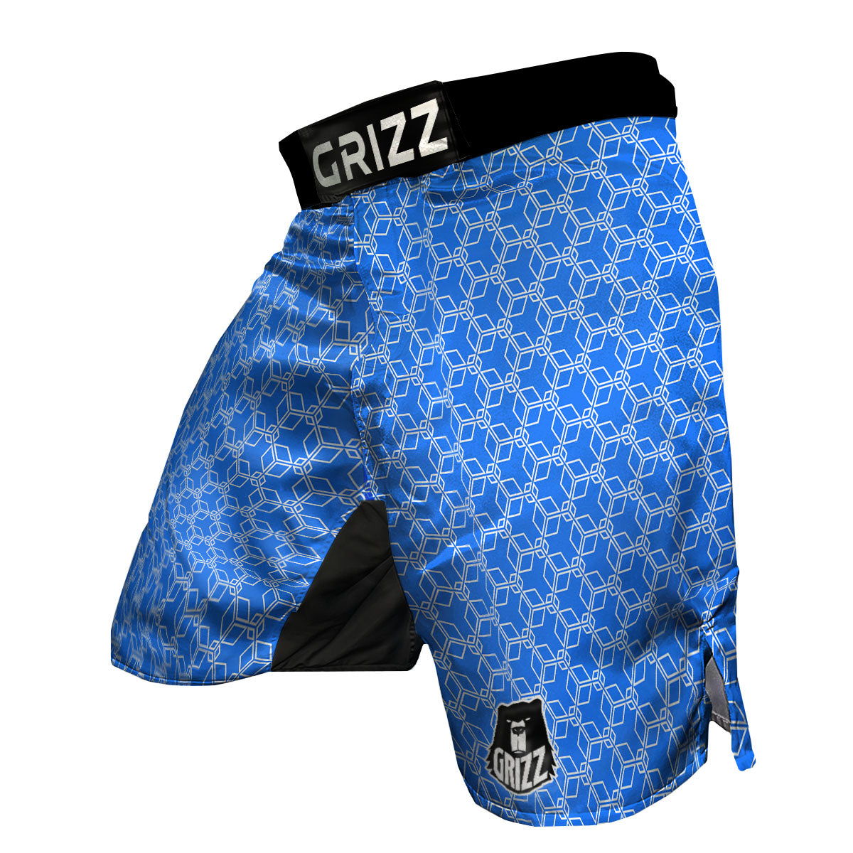 Cube Shape Blue Geometric Print Pattern MMA Shorts-grizzshop