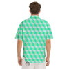 Cube Shape Green Geometric Print Pattern Men's Short Sleeve Shirts-grizzshop