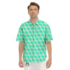 Cube Shape Green Geometric Print Pattern Men's Short Sleeve Shirts-grizzshop