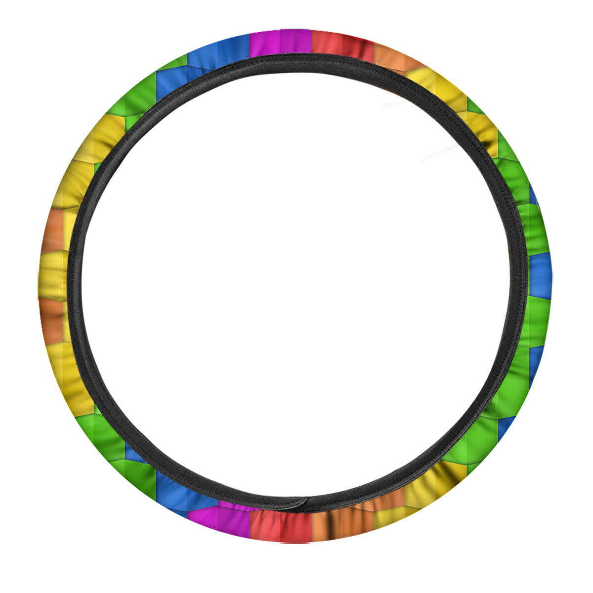 Cubes Rainbow Print Pattern Car Steering Wheel Cover-grizzshop