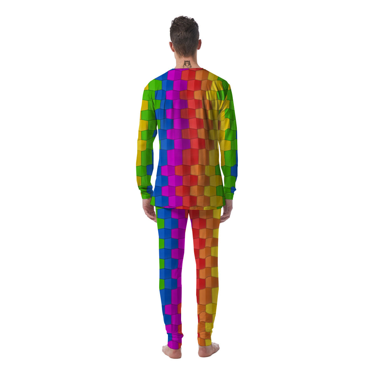 Cubes Rainbow Print Pattern Men's Pajamas-grizzshop