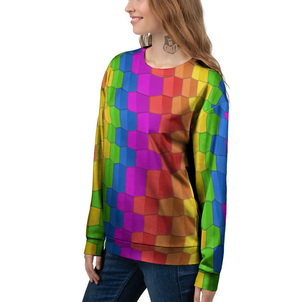Cubes Rainbow Print Pattern Women's Sweatshirt-grizzshop