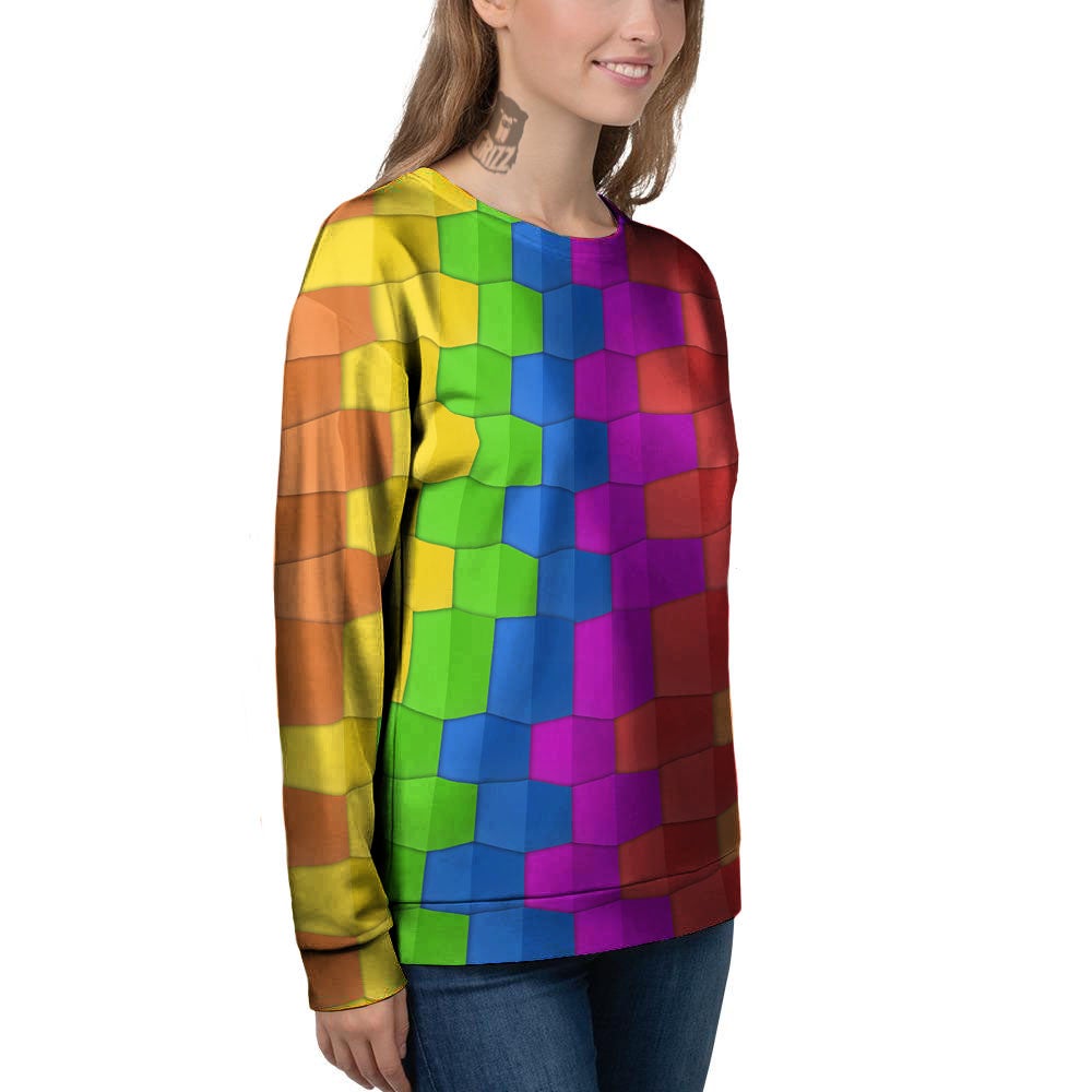 Cubes Rainbow Print Pattern Women's Sweatshirt-grizzshop