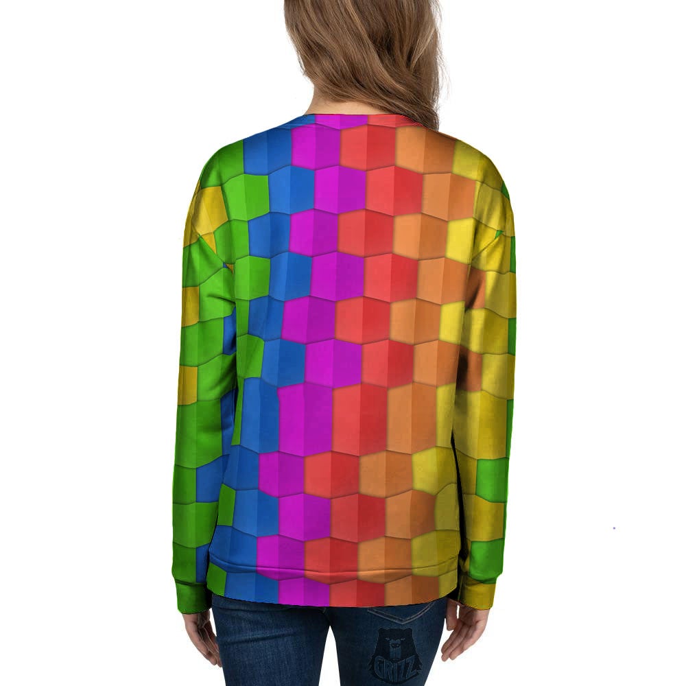 Cubes Rainbow Print Pattern Women's Sweatshirt-grizzshop