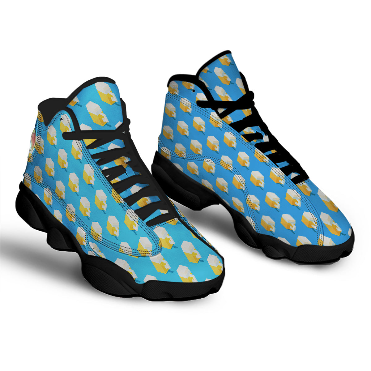 Cubic Beer Mugs On Blue Print Pattern Black Basketball Shoes-grizzshop