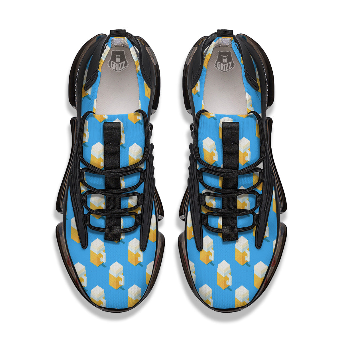 Cubic Beer Mugs On Blue Print Pattern Black Gym Shoes-grizzshop