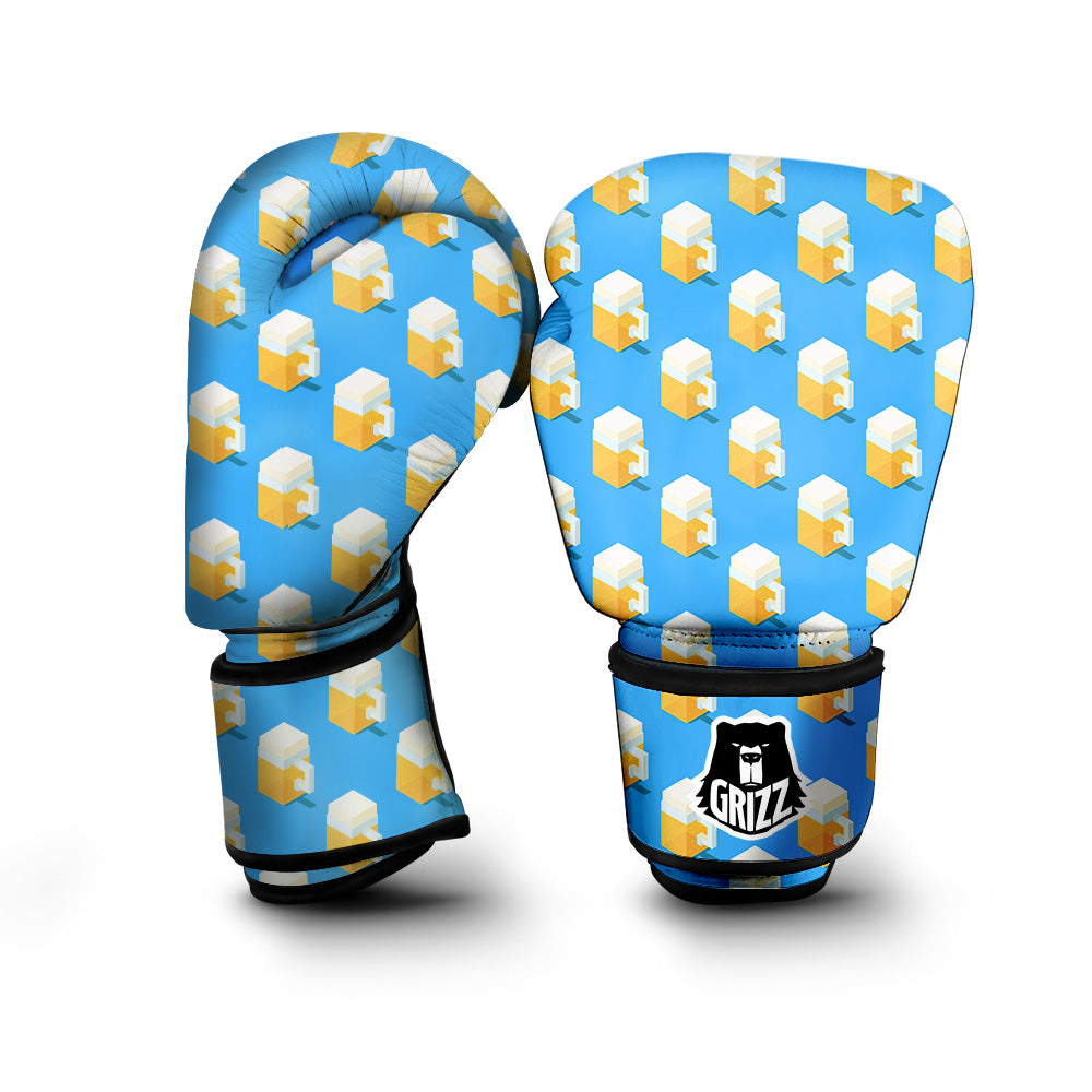 Cubic Beer Mugs On Blue Print Pattern Boxing Gloves-grizzshop
