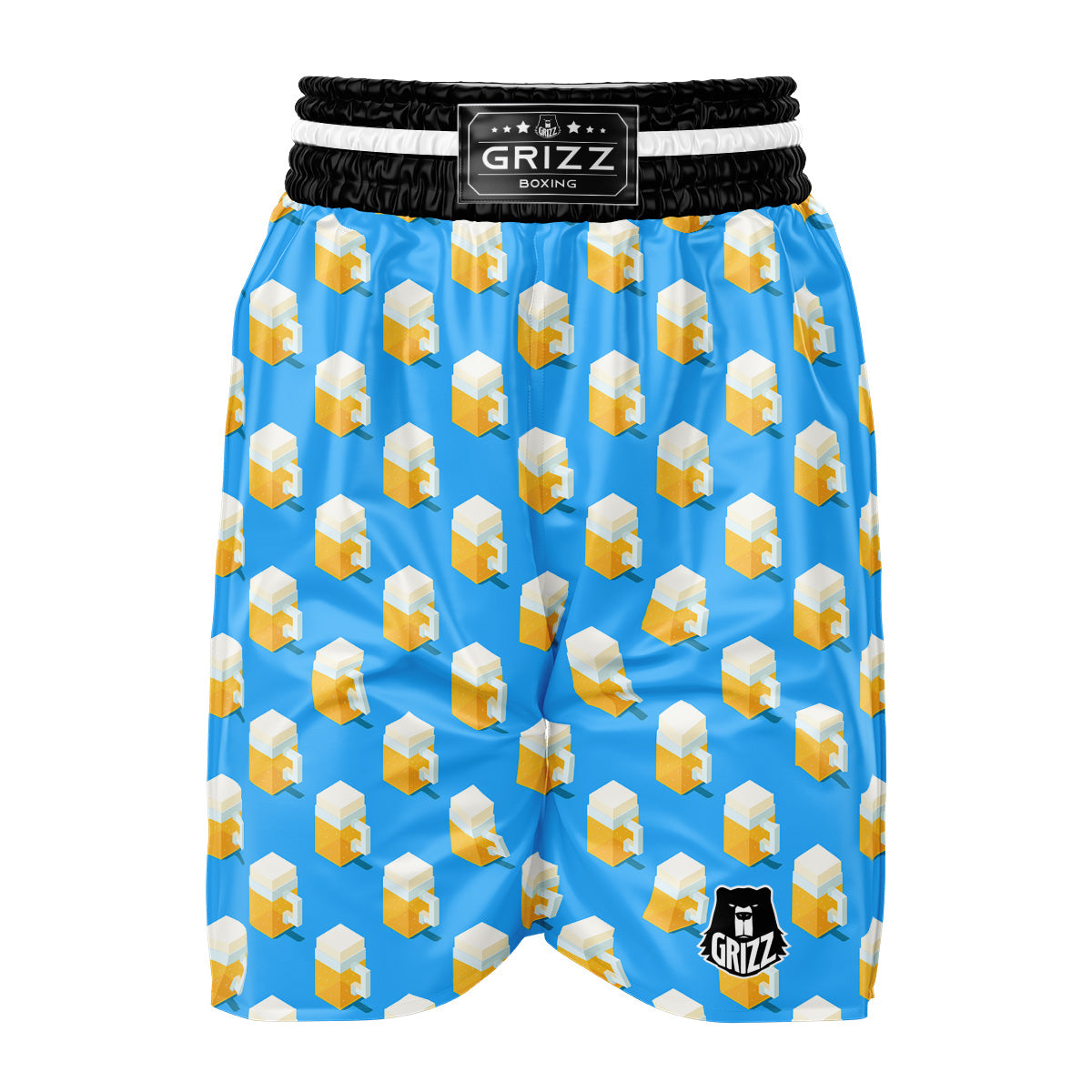 Cubic Beer Mugs On Blue Print Pattern Boxing Shorts-grizzshop