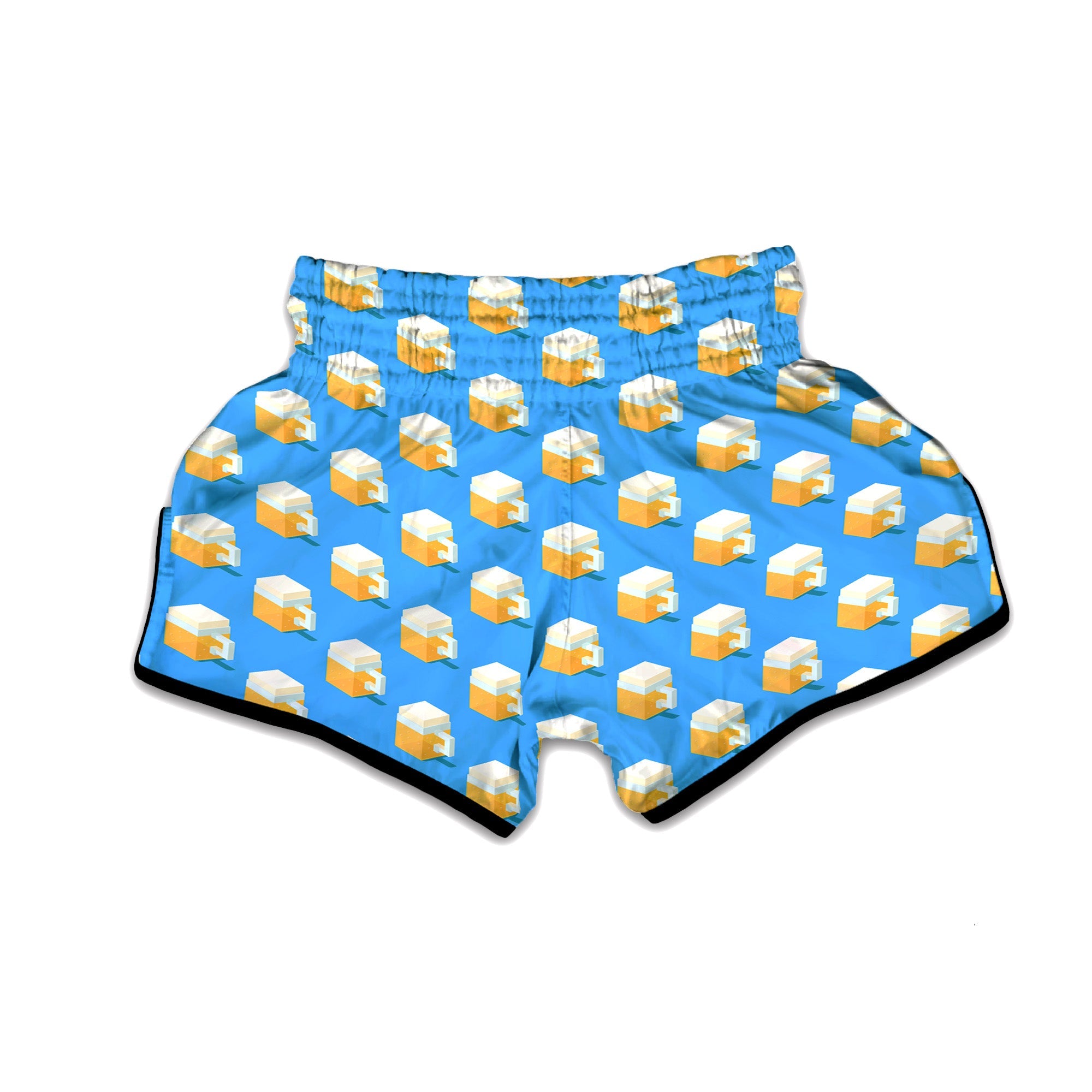 Cubic Beer Mugs On Blue Print Pattern Muay Thai Boxing Shorts-grizzshop