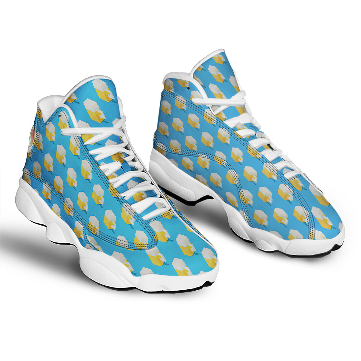 Cubic Beer Mugs On Blue Print Pattern White Basketball Shoes-grizzshop