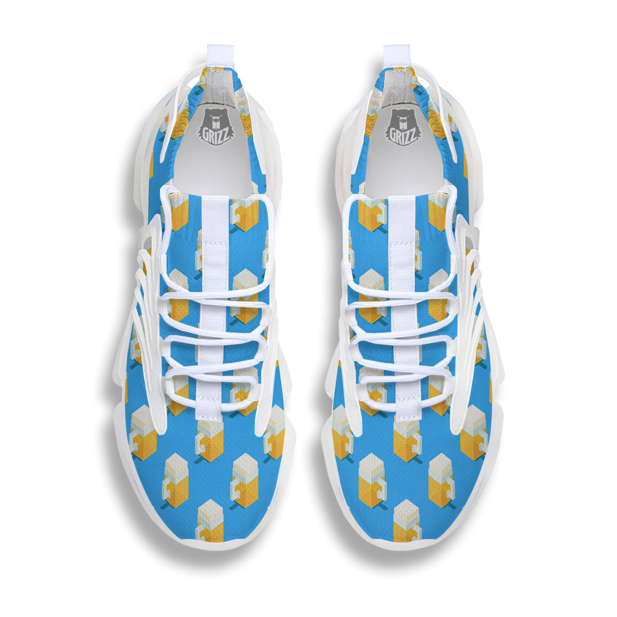 Cubic Beer Mugs On Blue Print Pattern White Gym Shoes-grizzshop