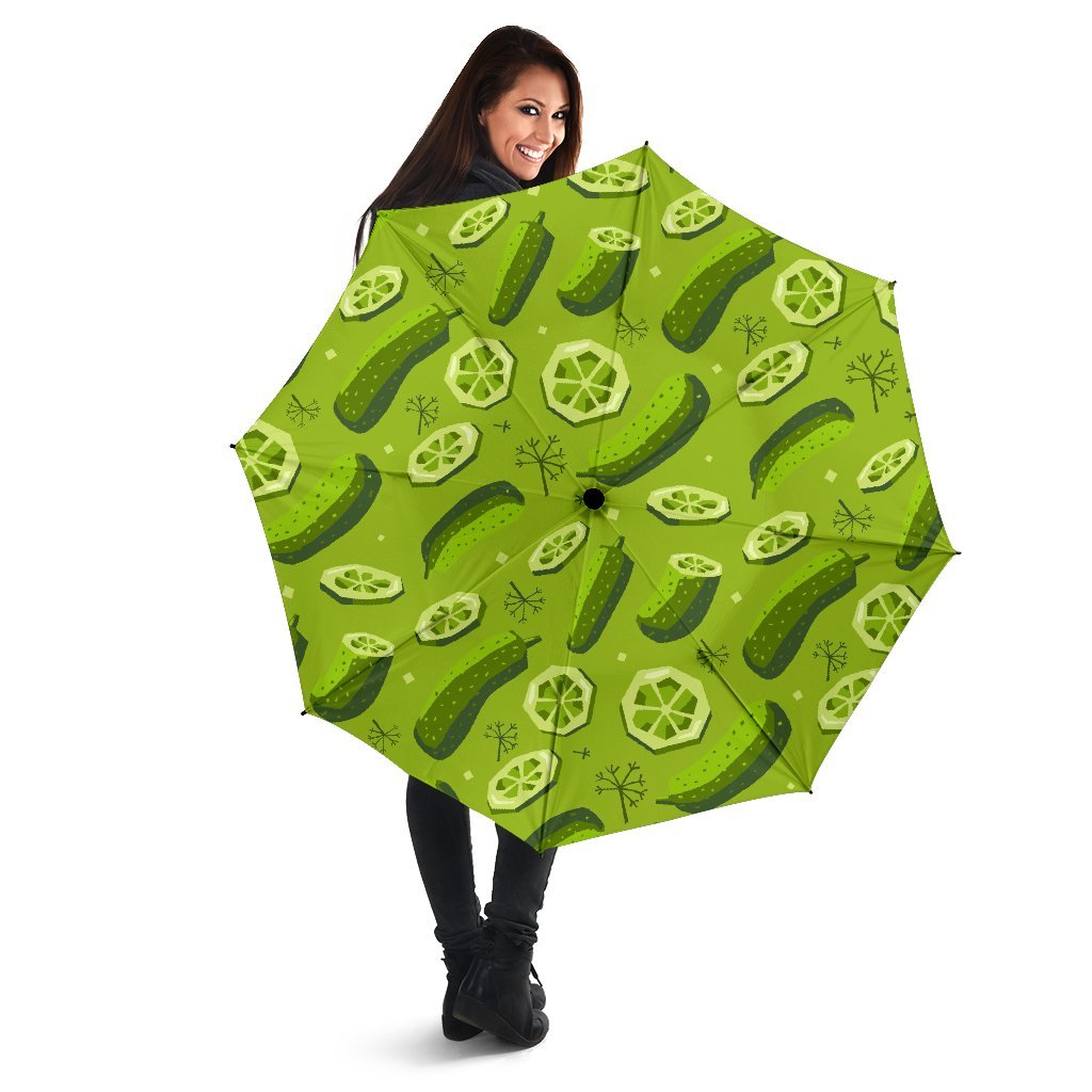 Cucumber Pickle Pattern Print Automatic Foldable Umbrella-grizzshop