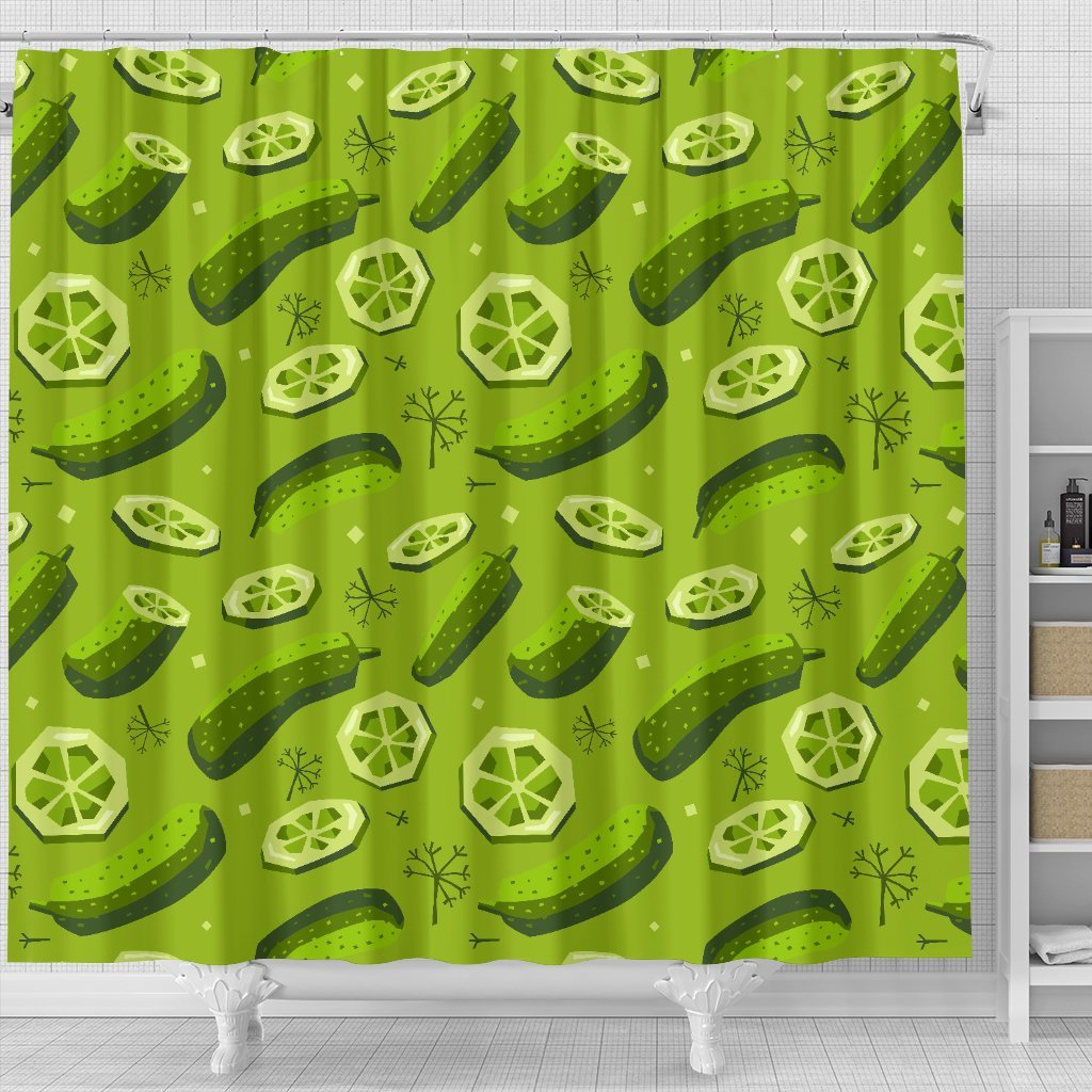 Cucumber Pickle Pattern Print Bathroom Shower Curtain-grizzshop