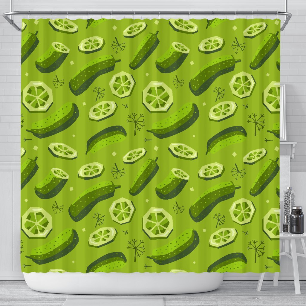 Cucumber Pickle Pattern Print Bathroom Shower Curtain-grizzshop