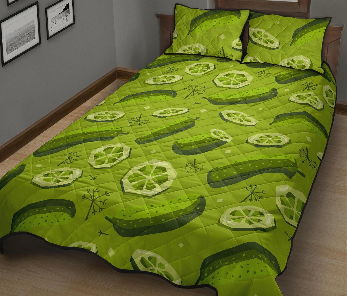 Cucumber Pickle Pattern Print Bed Set Quilt-grizzshop