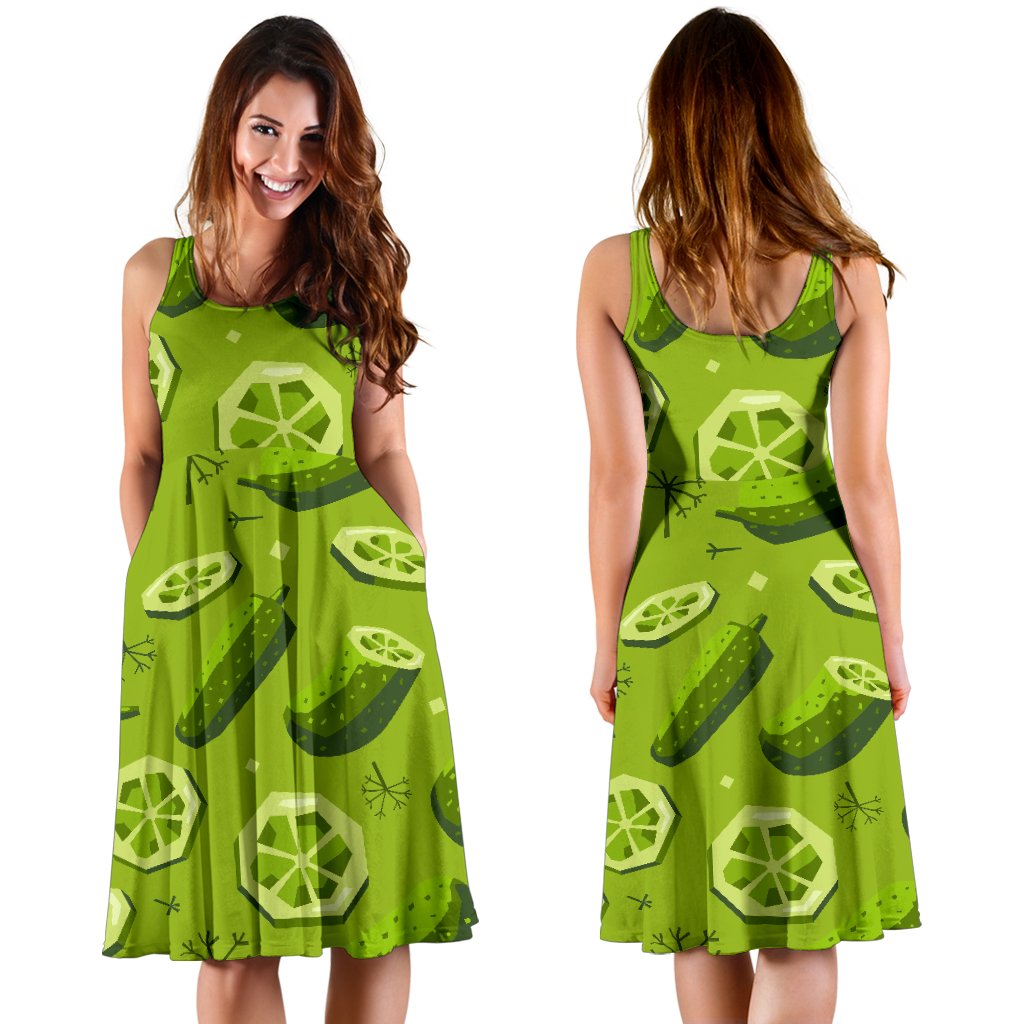 Cucumber Pickle Pattern Print Dress-grizzshop