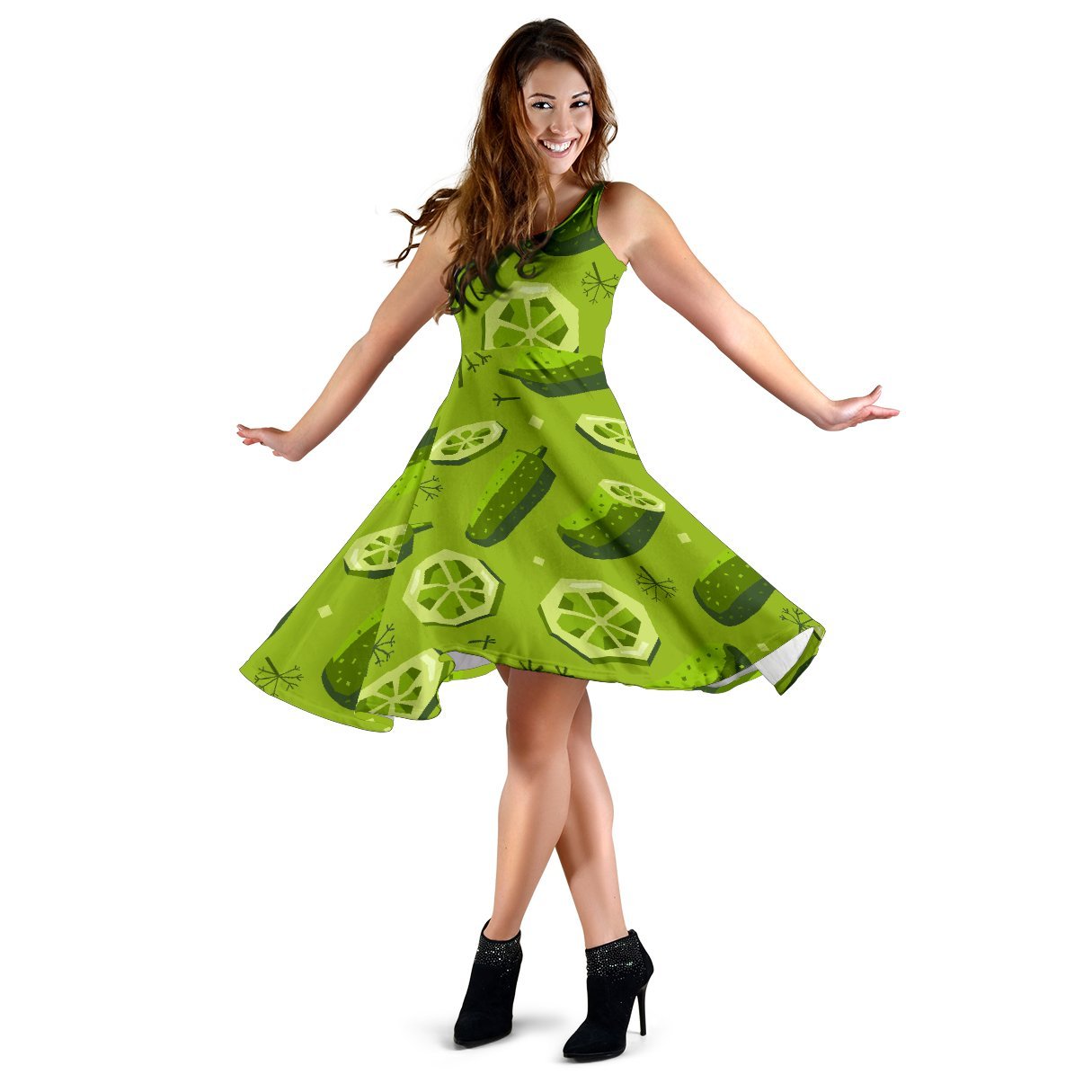 Cucumber Pickle Pattern Print Dress-grizzshop