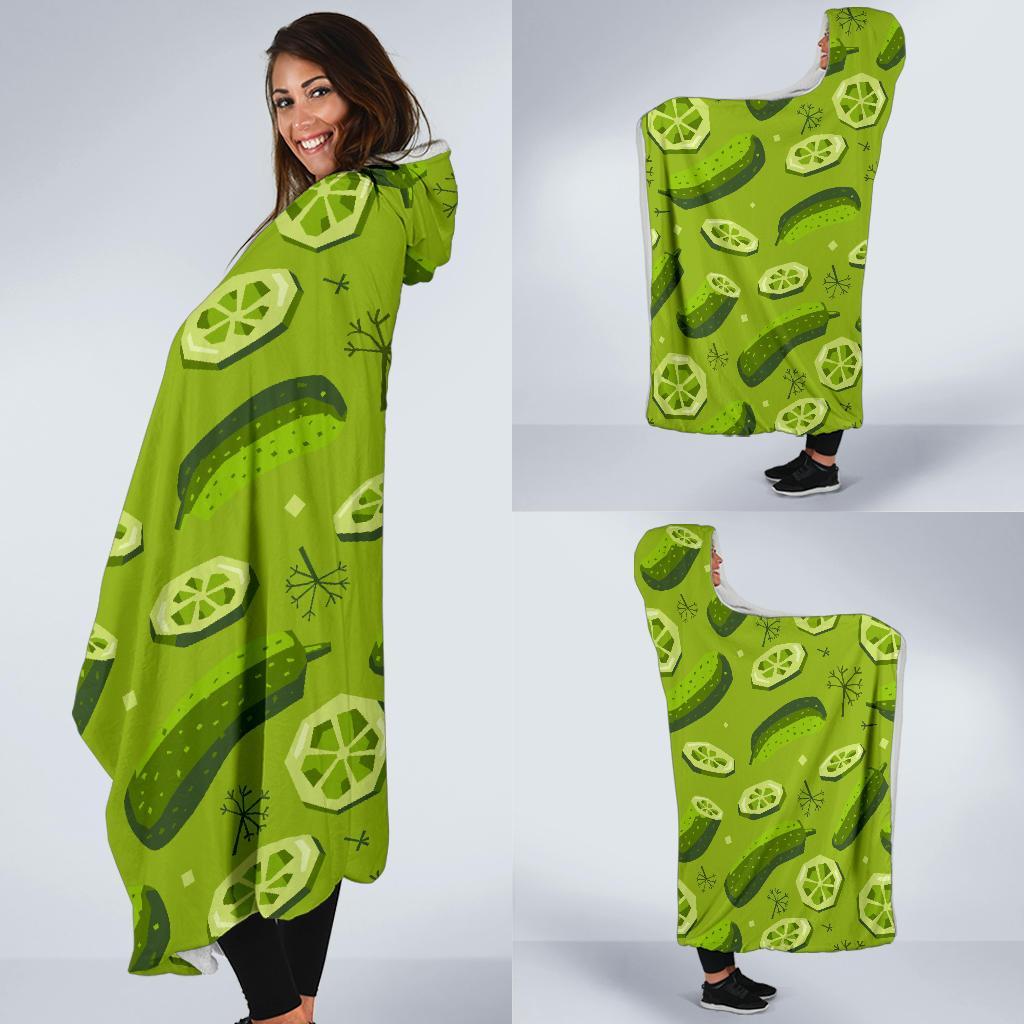 Cucumber Pickle Pattern Print Hooded Blanket-grizzshop