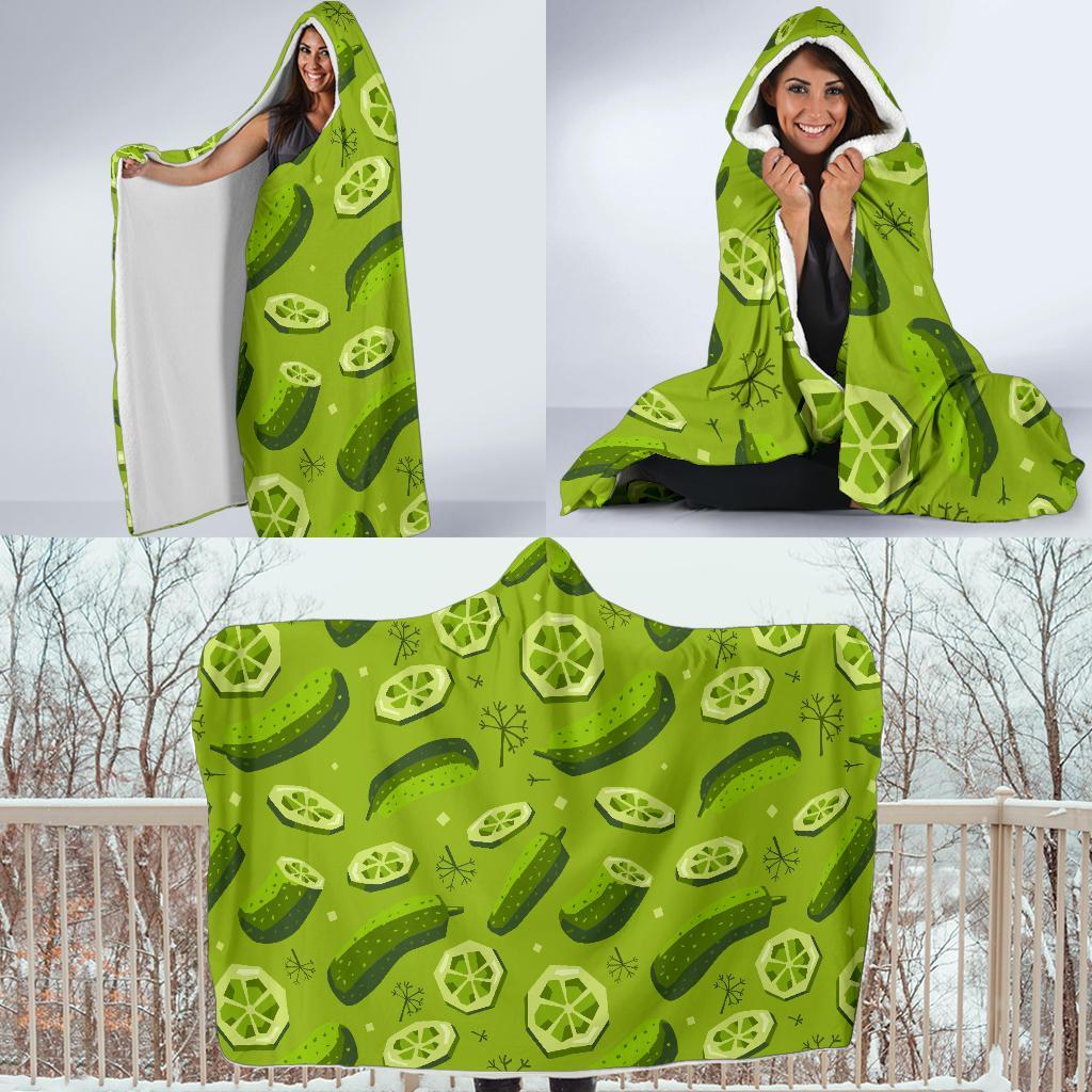 Cucumber Pickle Pattern Print Hooded Blanket-grizzshop