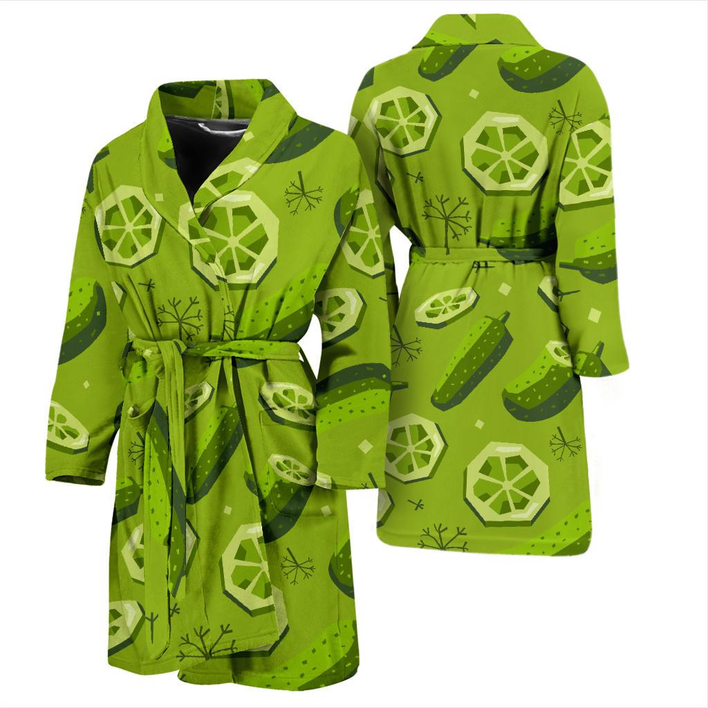 Cucumber Pickle Pattern Print Men Long Robe-grizzshop