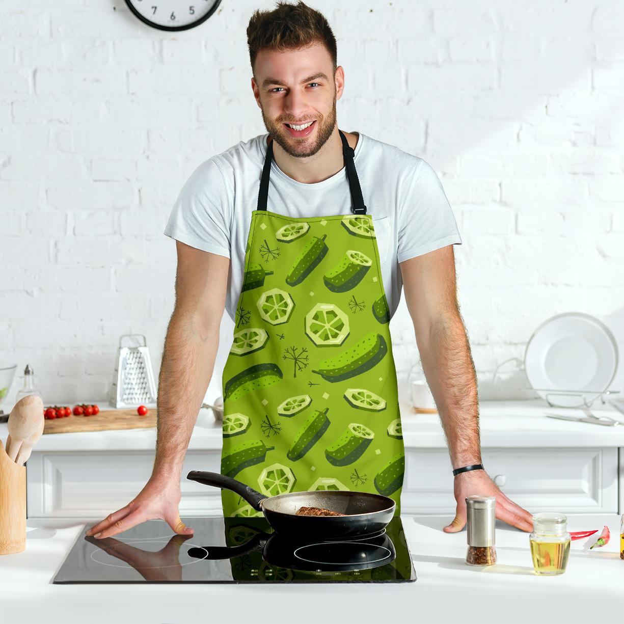 Cucumber Pickle Pattern Print Men's Apron-grizzshop