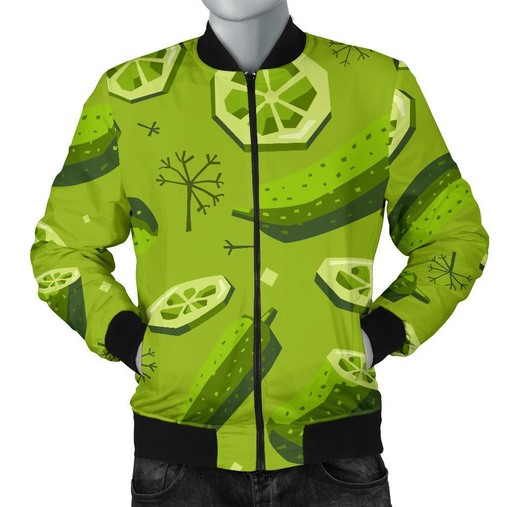 Cucumber Pickle Pattern Print Men's Bomber Jacket-grizzshop