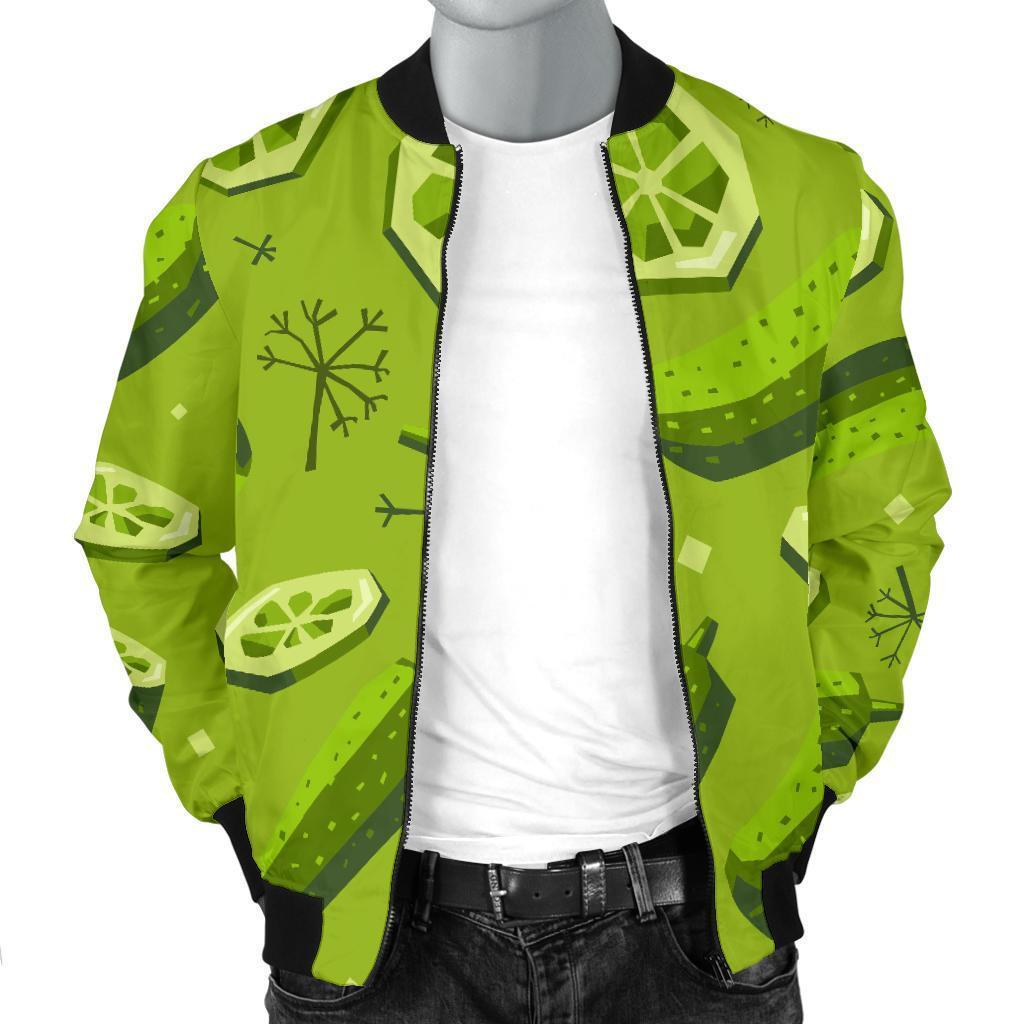 Cucumber Pickle Pattern Print Men's Bomber Jacket-grizzshop