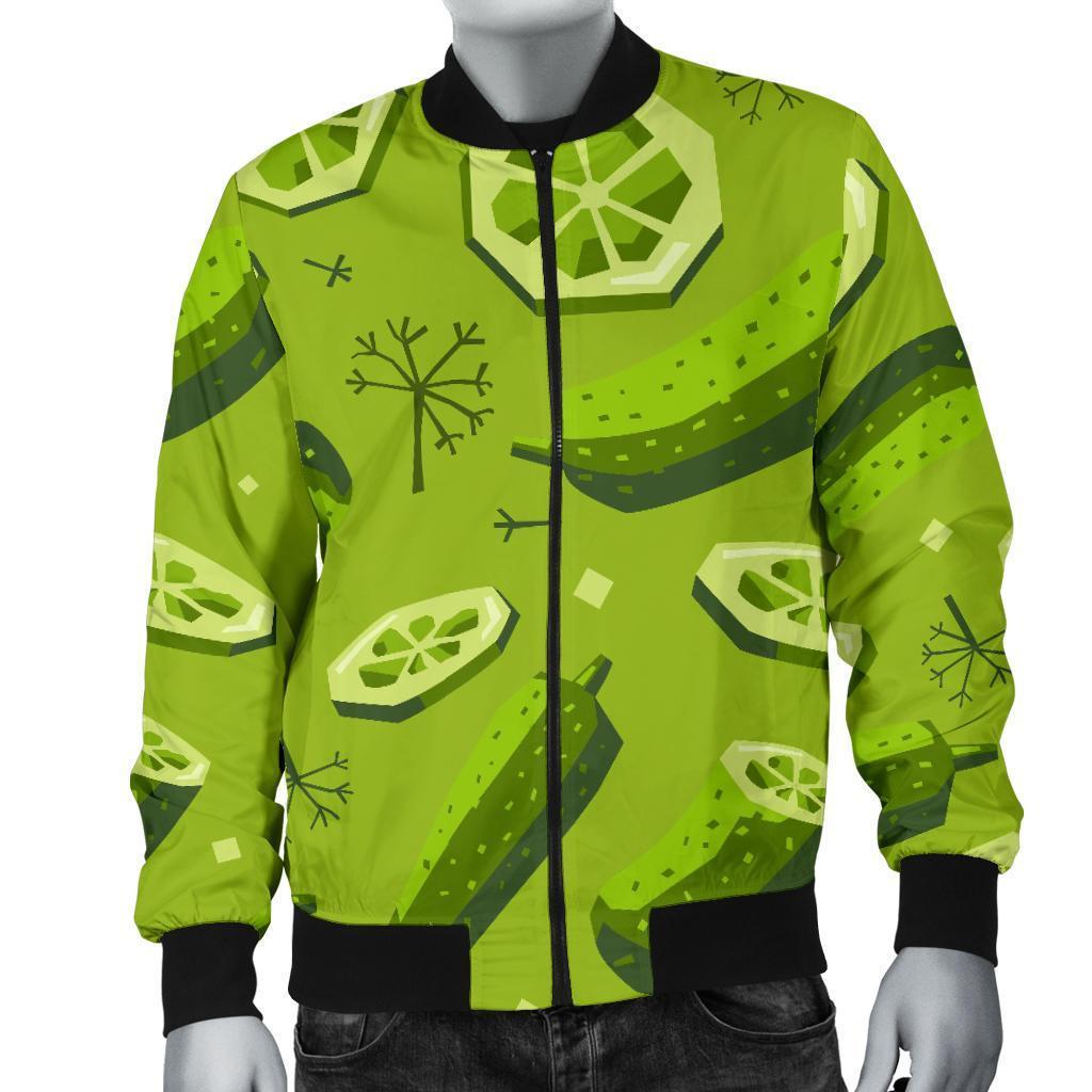 Cucumber Pickle Pattern Print Men's Bomber Jacket-grizzshop