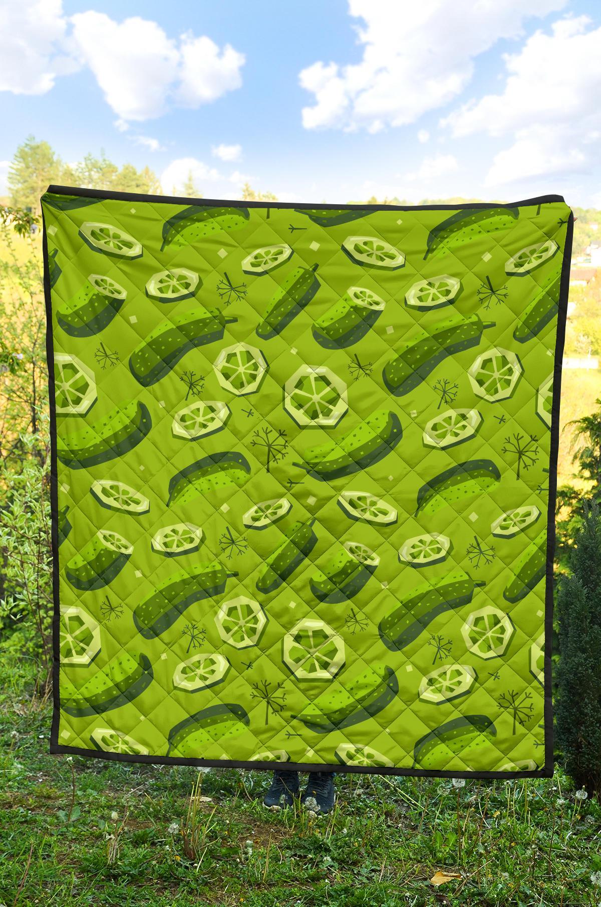 Cucumber Pickle Pattern Print Quilt-grizzshop