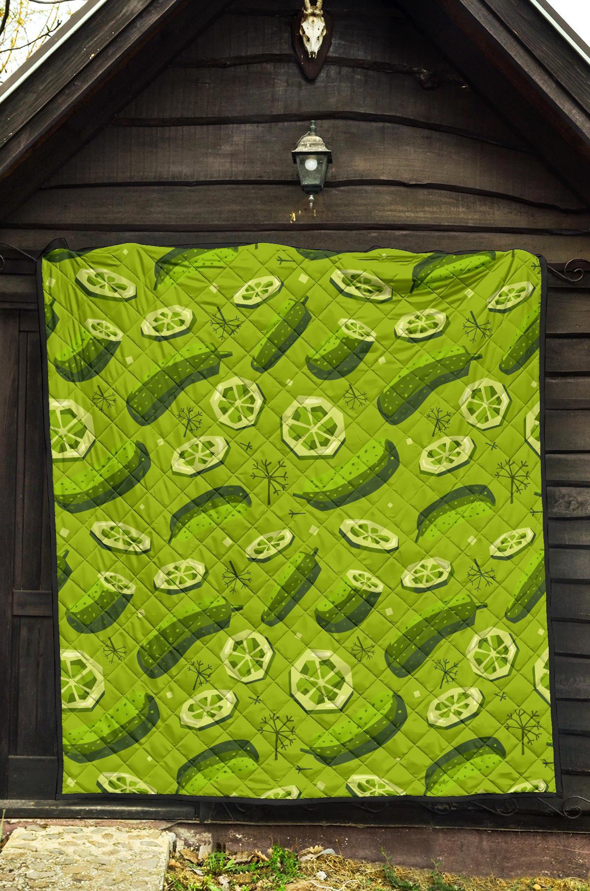 Cucumber Pickle Pattern Print Quilt-grizzshop