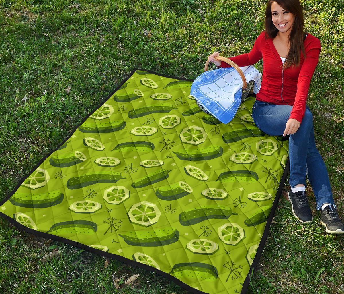 Cucumber Pickle Pattern Print Quilt-grizzshop