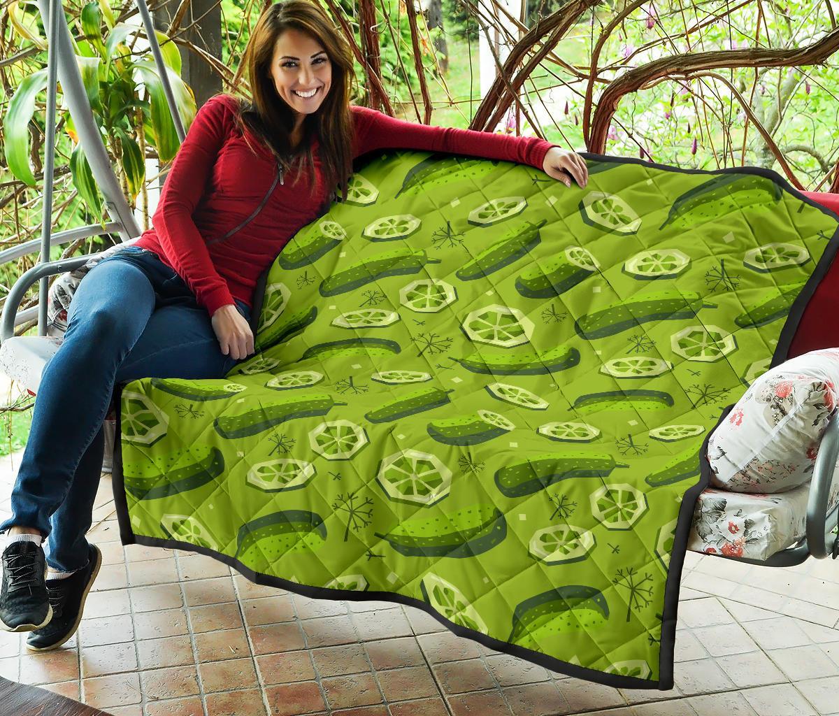 Cucumber Pickle Pattern Print Quilt-grizzshop