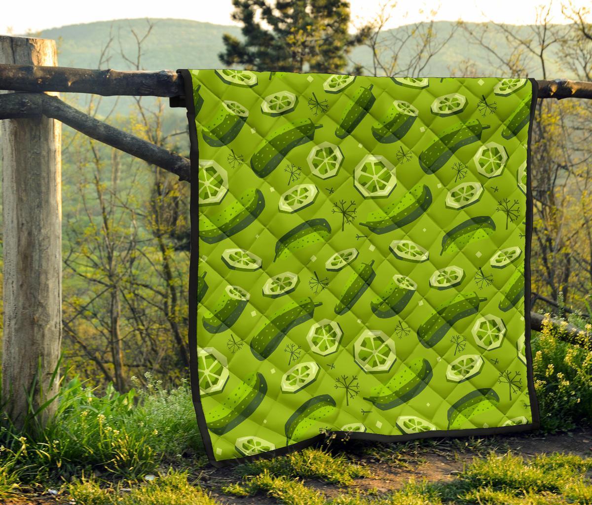 Cucumber Pickle Pattern Print Quilt-grizzshop