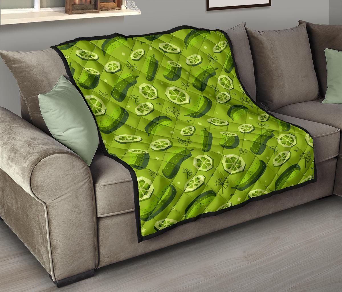 Cucumber Pickle Pattern Print Quilt-grizzshop