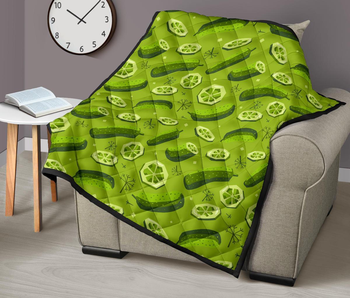 Cucumber Pickle Pattern Print Quilt-grizzshop