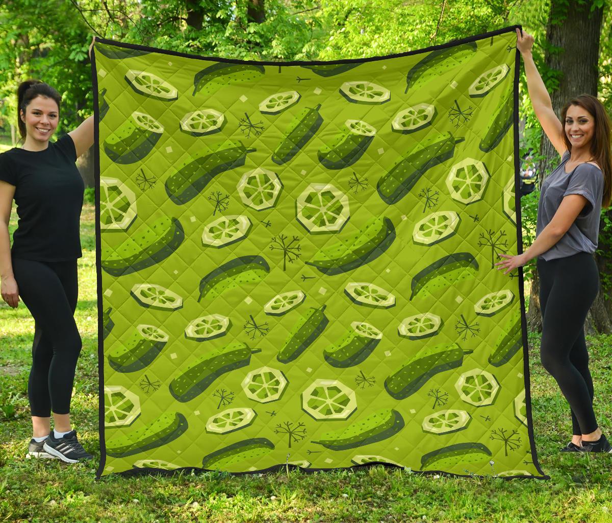 Cucumber Pickle Pattern Print Quilt-grizzshop