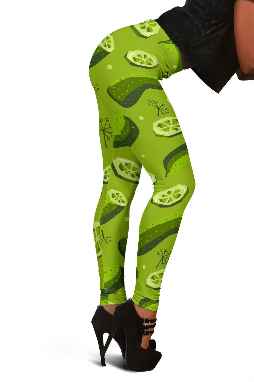 Cucumber Pickle Pattern Print Women Leggings-grizzshop