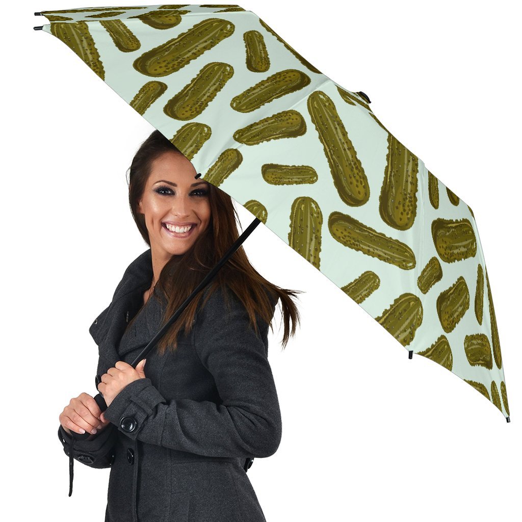 Cucumber Pickle Print Pattern Automatic Foldable Umbrella-grizzshop