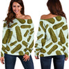 Cucumber Pickle Print Pattern Women Off Shoulder Sweatshirt-grizzshop