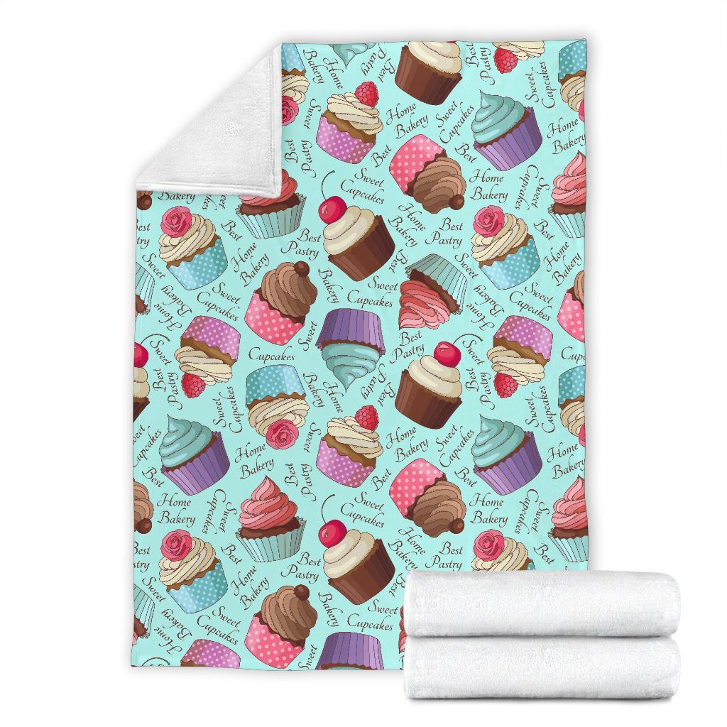 Cupcake Blue Pattern Print Blanket-grizzshop