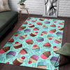 Cupcake Blue Pattern Print Floor Mat-grizzshop