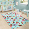 Cupcake Blue Pattern Print Floor Mat-grizzshop