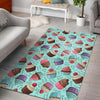 Cupcake Blue Pattern Print Floor Mat-grizzshop