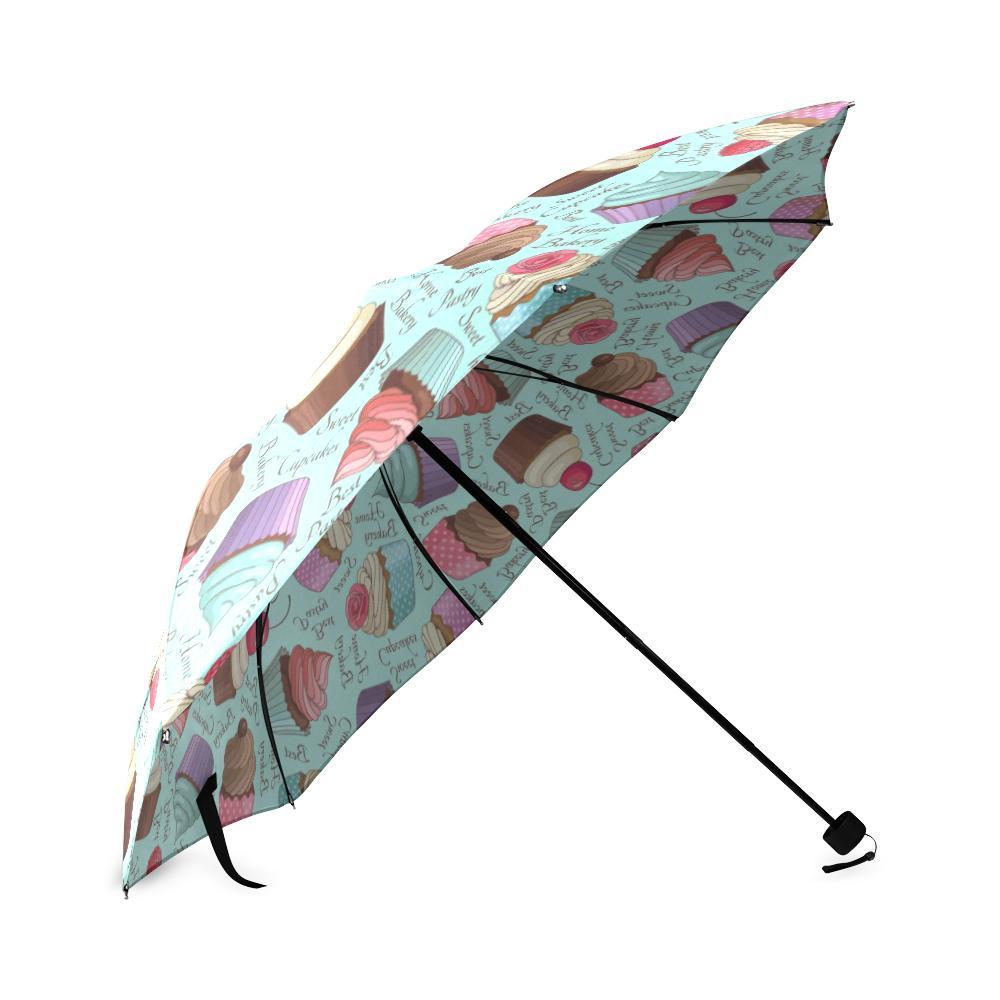 Cupcake Blue Pattern Print Foldable Umbrella-grizzshop