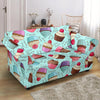 Cupcake Blue Pattern Print Loveseat Cover-grizzshop