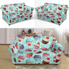 Cupcake Blue Pattern Print Loveseat Cover-grizzshop